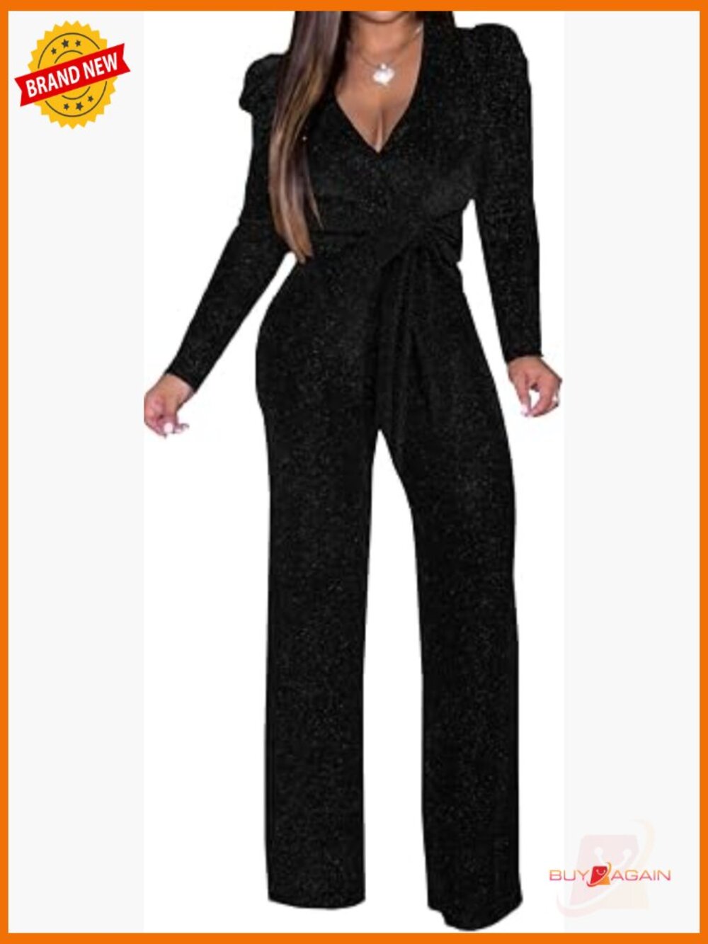 Sparkly Long Sleeve Mock Neck Jumpsuit Bodycon Straight Pants Romper with